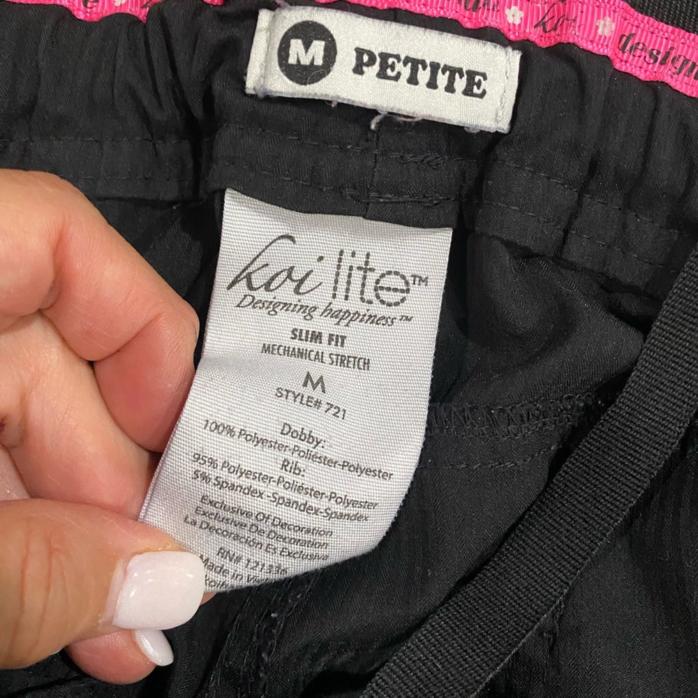 Koi Lite Slim Fit Mechanical Santa Monica Black Scrub Pants Sz Medium Petite - Picture 6 of 6